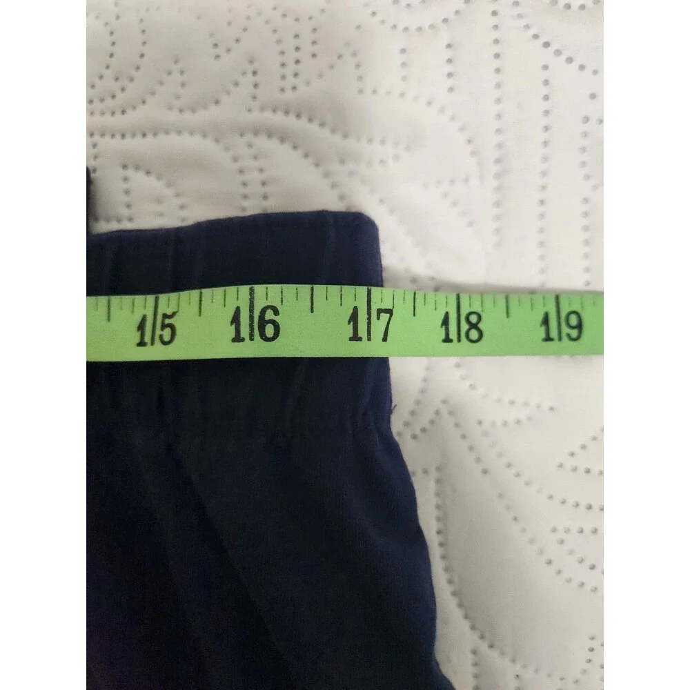 Ellos Knit Maxi Skirt Womens L 18/20 Elastic Waist NAVY Side Slit Stretch Modest